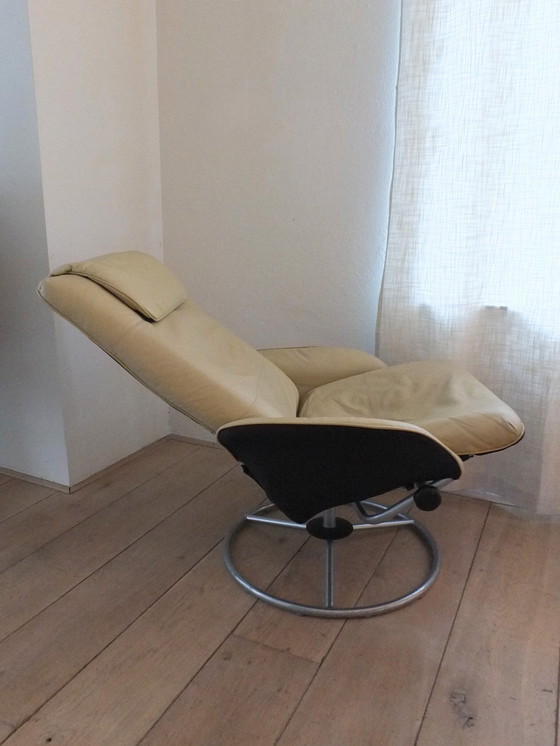 Image 1 of Ikea Malung Leather Swivel Armchair