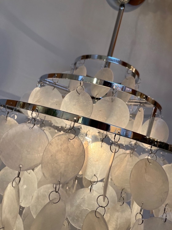 Image 1 of Set Of 2 Capiz Shell Pendant Lamps Opaline Pearl