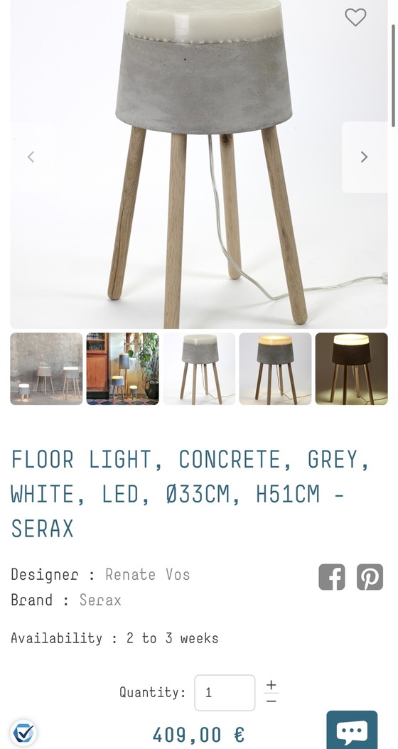 Image 1 of Serax concrete floor lamp by Renate Vos