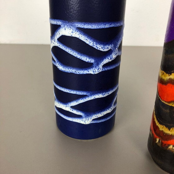 Image 1 of Set of 3 vintage lava clay vases "TUBE" from Scheurich, Germany 1970