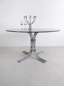Italian Chrome & Smoked Glass Dining Table 1970's