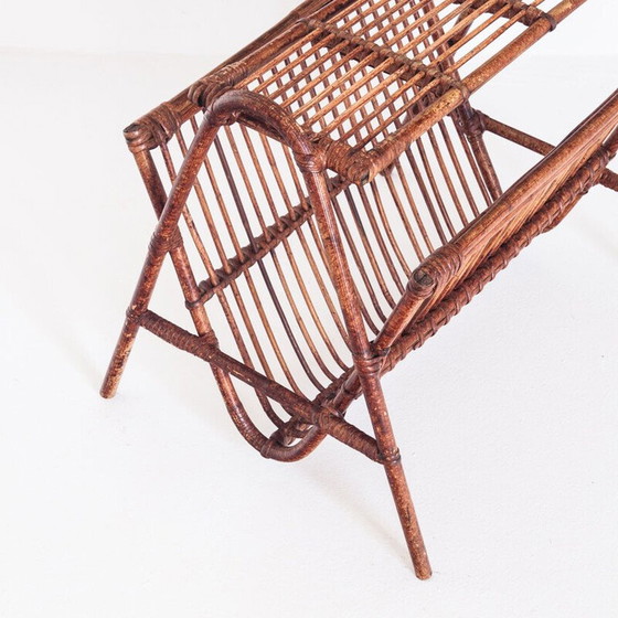 Image 1 of Vintage magazine rack in rattan, France 1960