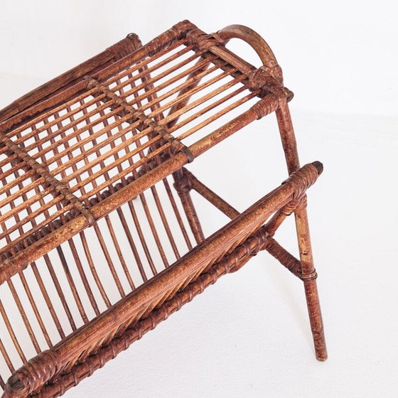 Image 1 of Vintage magazine rack in rattan, France 1960