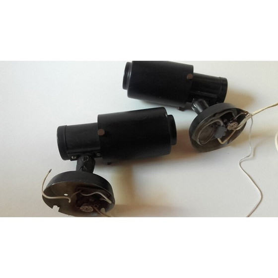 Image 1 of Pair of vintage black metal wall lamps by Lita, 1950