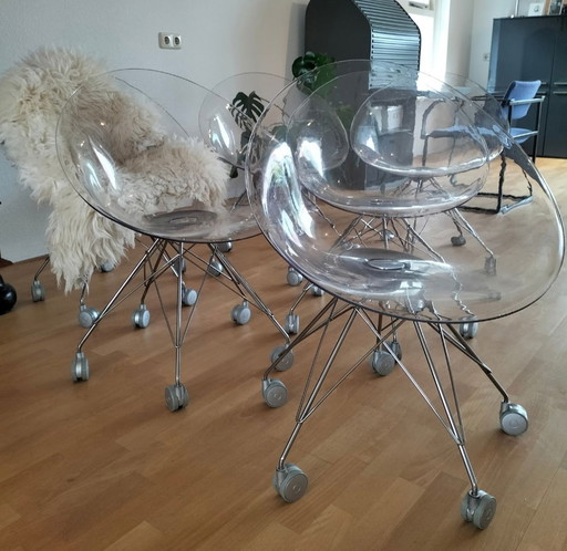 6x ERO by Kartell with S+ARCK Italy chairs with casters