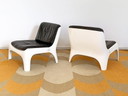 Vintage Space Age leather design armchairs + coffee table set