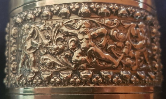 Image 1 of 4X Brass Smoker Set With Putti Relief From Erhard & Sons