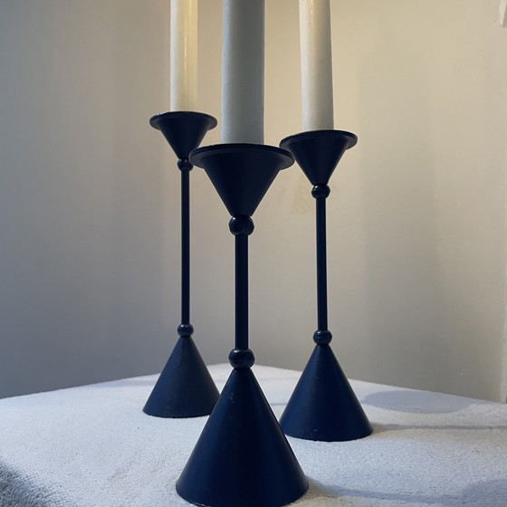 Image 1 of Three-Piece Set of Candlesticks Memphis Style