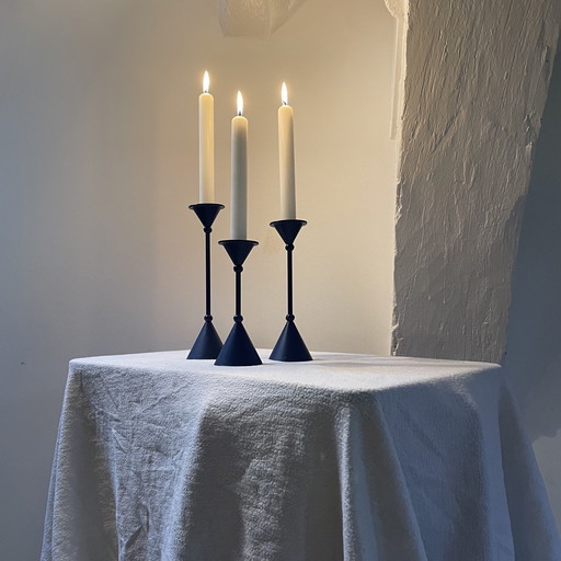 Three-Piece Set of Candlesticks Memphis Style