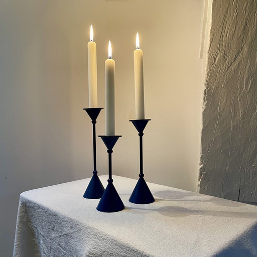 Three-Piece Set of Candlesticks Memphis Style