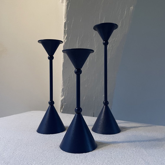 Image 1 of Three-Piece Set of Candlesticks Memphis Style