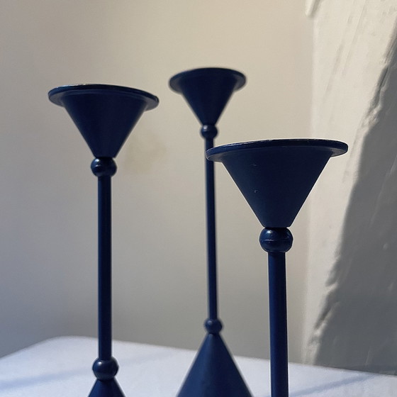 Image 1 of Three-Piece Set of Candlesticks Memphis Style