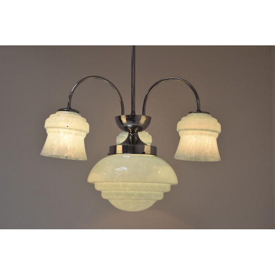 Image 1 of Lampadario cromato vintage art déco, Repubblica Ceca, anni '30