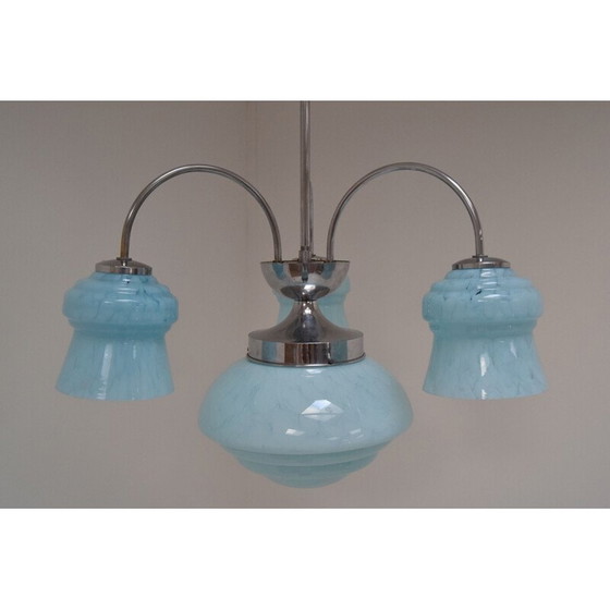 Image 1 of Lampadario cromato vintage art déco, Repubblica Ceca, anni '30