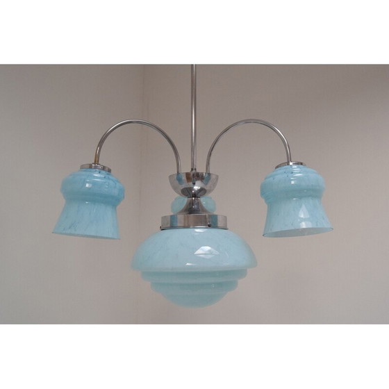 Image 1 of Lampadario cromato vintage art déco, Repubblica Ceca, anni '30