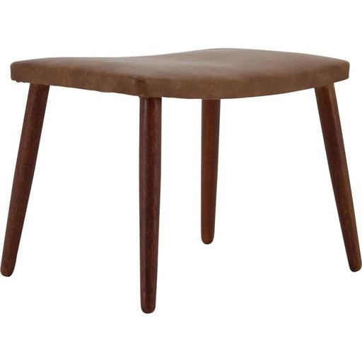 Vintage leather stool, Denmark 1960s