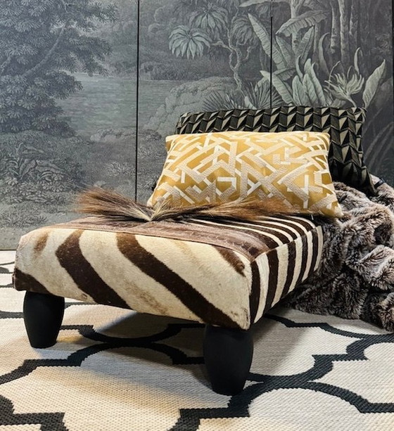 Image 1 of Hocker Footstool Footstool Zebra Leather