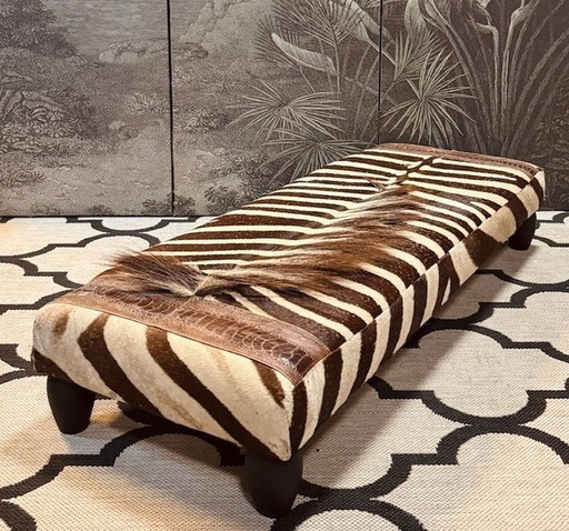 Hocker Footstool Footstool Zebra Leather