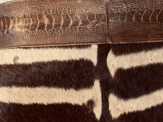 Image 1 of Hocker Footstool Footstool Zebra Leather