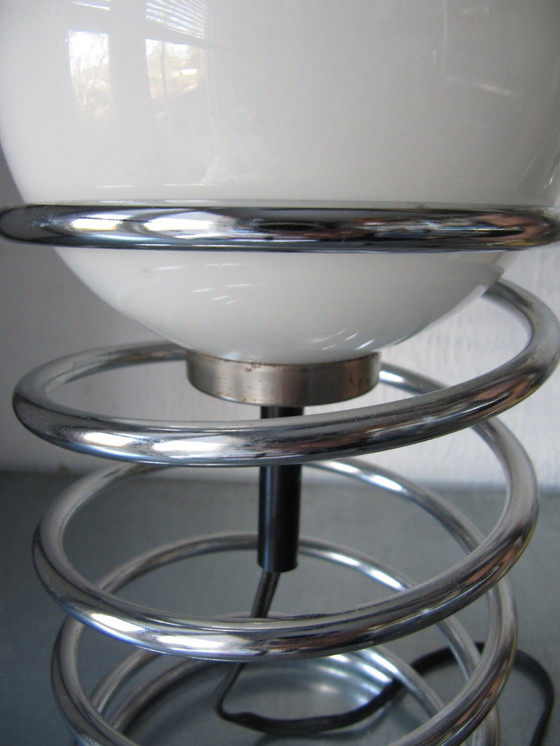 Image 1 of Spiral Lamp Woja Chrome Opaline Bulb Netherlands