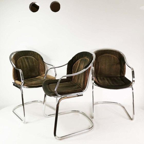 Image 1 of Set of 3 vintage modernist chairs by Gastone Rinaldi, Italy 1970s