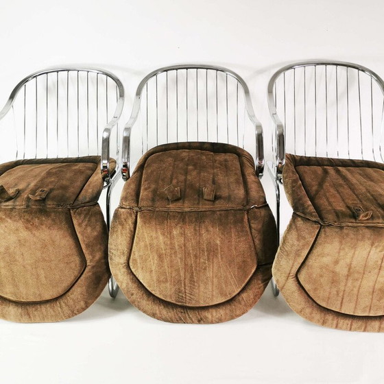 Image 1 of Set of 3 vintage modernist chairs by Gastone Rinaldi, Italy 1970s