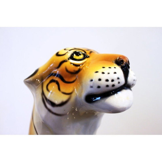 Image 1 of Vintage ceramic and terra cotta tiger sculpture, Italy 1970