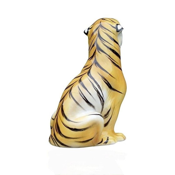 Image 1 of Vintage ceramic and terra cotta tiger sculpture, Italy 1970