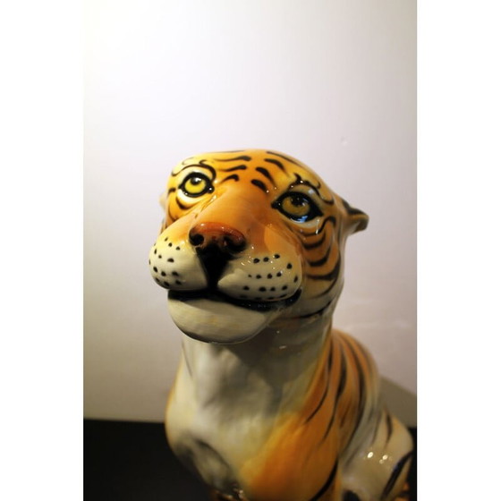 Image 1 of Vintage ceramic and terra cotta tiger sculpture, Italy 1970
