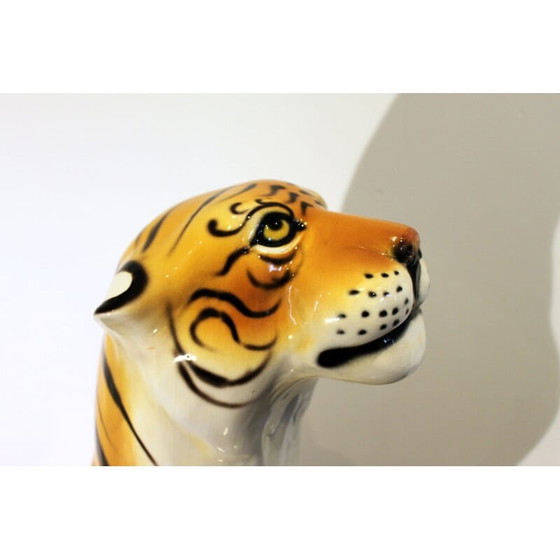 Image 1 of Vintage ceramic and terra cotta tiger sculpture, Italy 1970