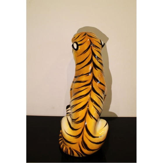 Image 1 of Vintage ceramic and terra cotta tiger sculpture, Italy 1970