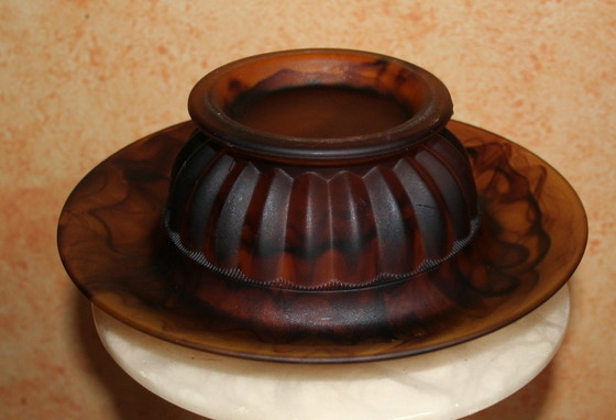 Image 1 of Art Deco Glass Bowl With Organic Pattern