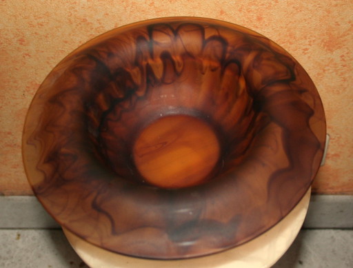 Art Deco Glass Bowl With Organic Pattern