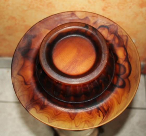 Image 1 of Art Deco Glass Bowl With Organic Pattern