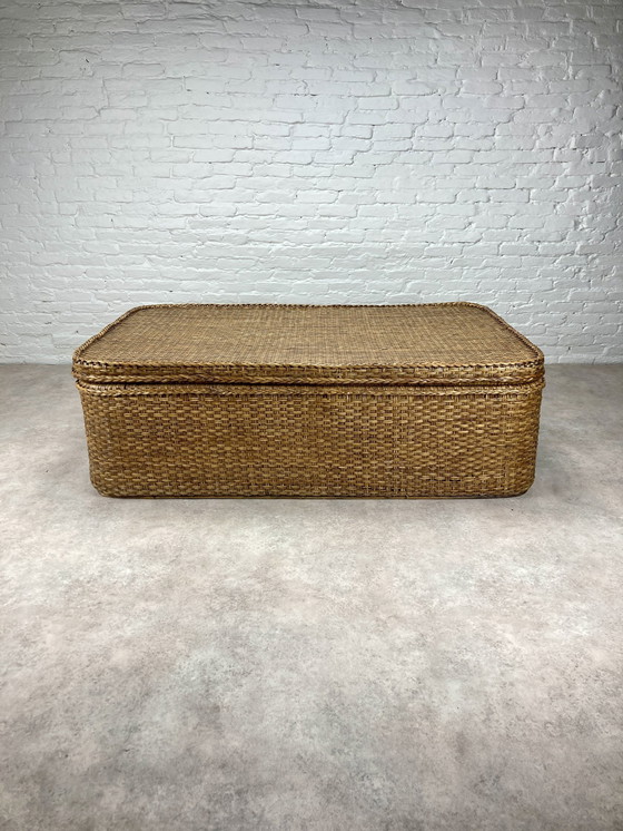 Image 1 of Xl Rattan Chest Coffee Table Side Table With Tray