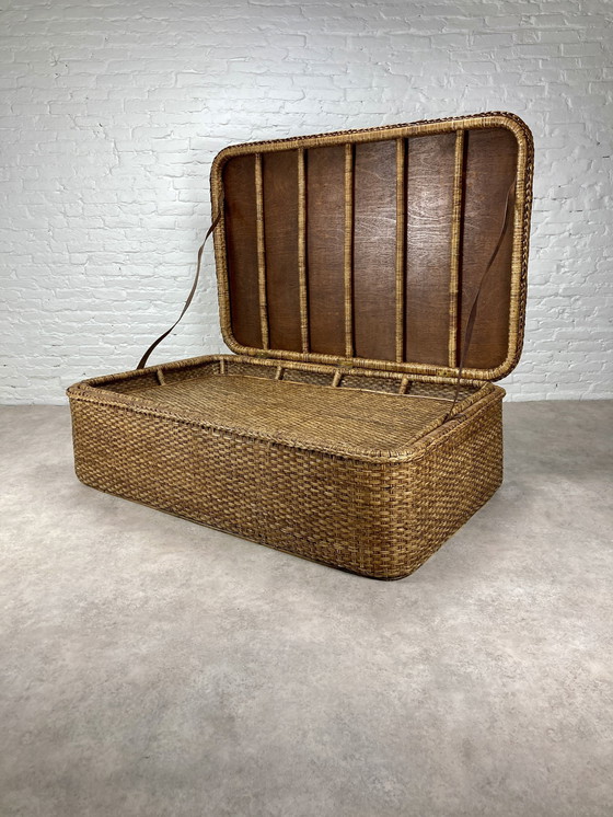 Image 1 of Xl Rattan Chest Coffee Table Side Table With Tray