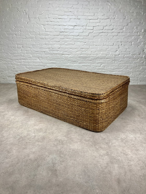 Image 1 of Xl Rattan Chest Coffee Table Side Table With Tray