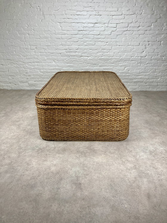 Image 1 of Xl Rattan Chest Coffee Table Side Table With Tray