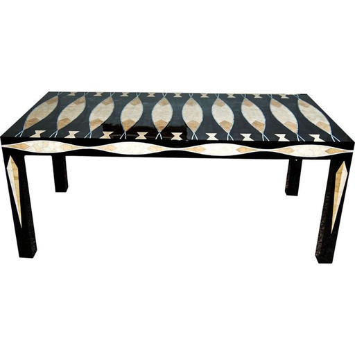 Rectangular vintage dining table in wood lacquered, Italy 1970s