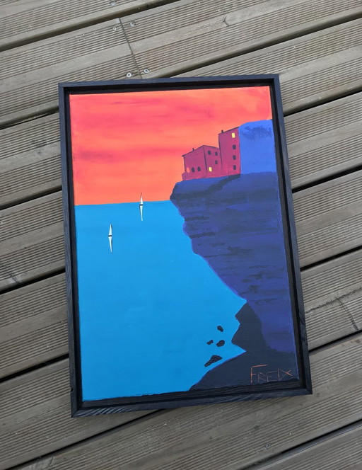 Bonifacio. Acrylic by Frédéric Cadiou.