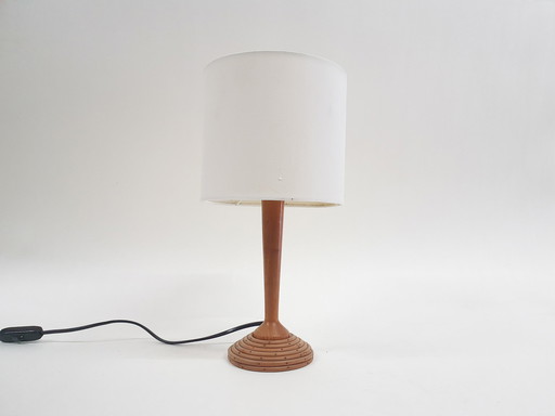 Vintage small bamboo table light, 1960's