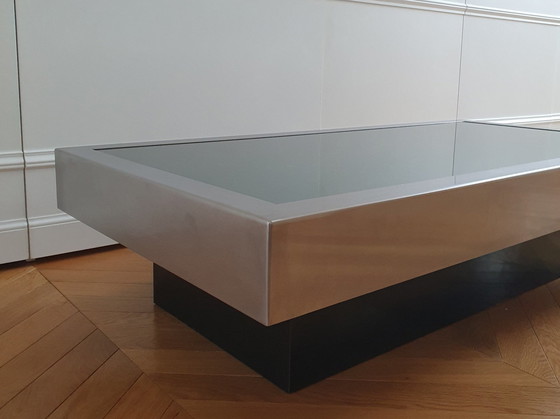 Image 1 of 70's Coffee Table Stainless Steel Smoked Glass