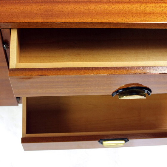 Image 1 of Vintage long sideboard in mahogany and brass, Czechoslovakia 1970