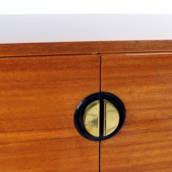 Image 1 of Vintage long sideboard in mahogany and brass, Czechoslovakia 1970