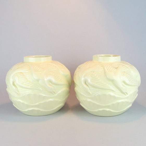 Image 1 of Pair of vintage art deco vases by Charles Catteau for Boch Frères, 1930