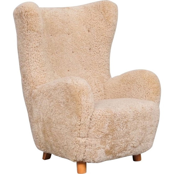 Image 1 of Mid-century Danish Shearling Teddy Bear armchair by Mogens Lassen, 1960s