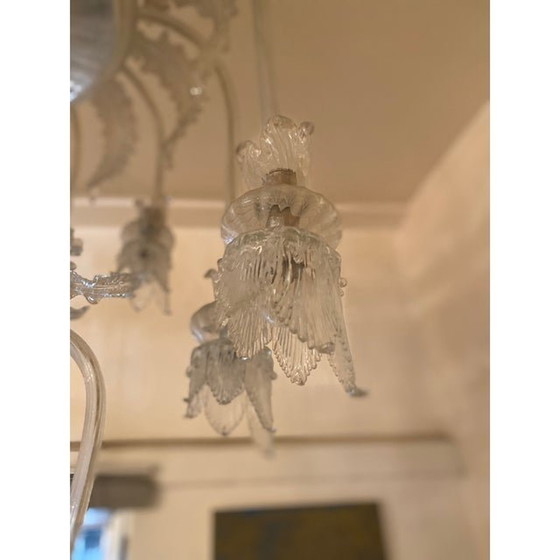 Image 1 of 1970S Italian Style Murano Glass In Transparent Chandelier