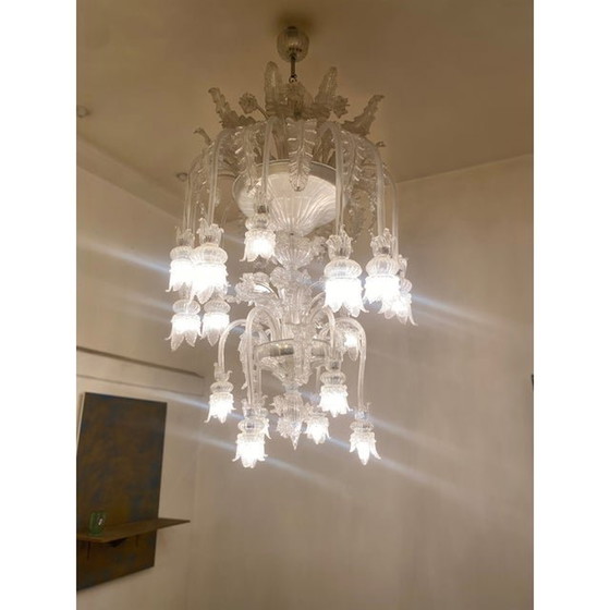 Image 1 of 1970S Italian Style Murano Glass In Transparent Chandelier