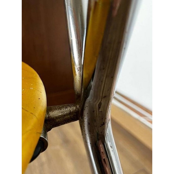 Image 1 of Vintage yamakado chair in chrome and yellow skai