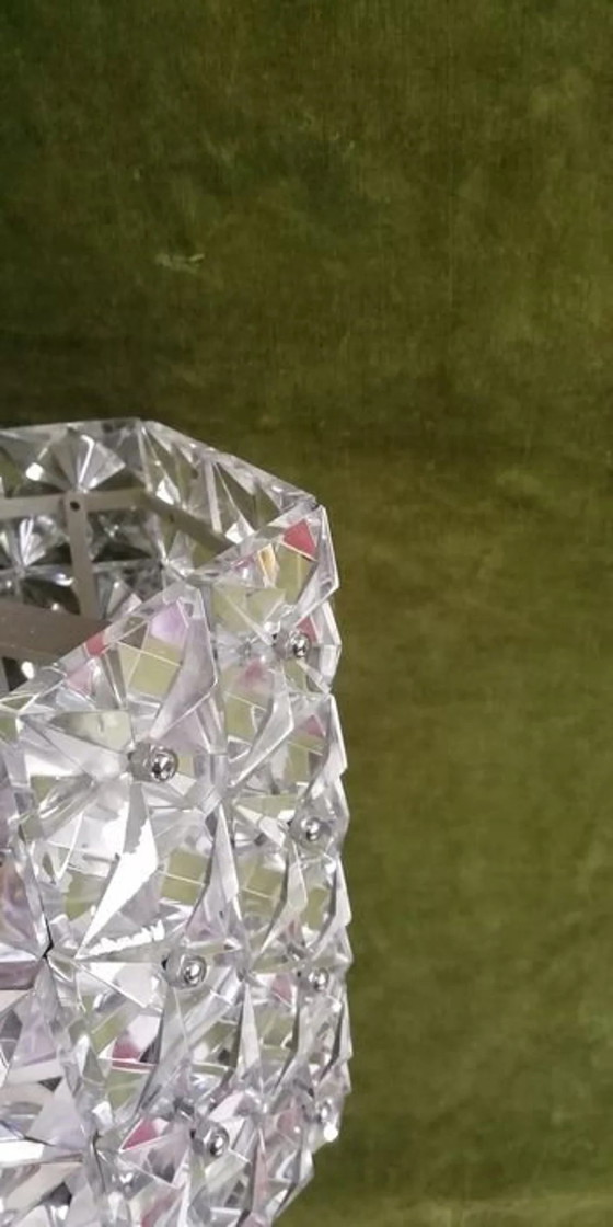 Image 1 of Lampada a sospensione da soffitto, Kinkeldey, stile moderno di metà secolo, Art Déco, cristallo, cromo, vero vintage